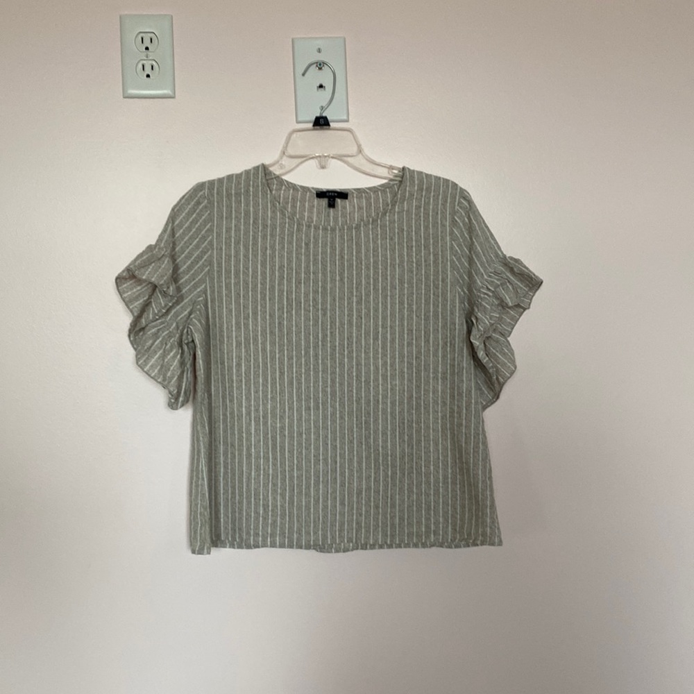 Light Grey and White Striped Blouse Shirt